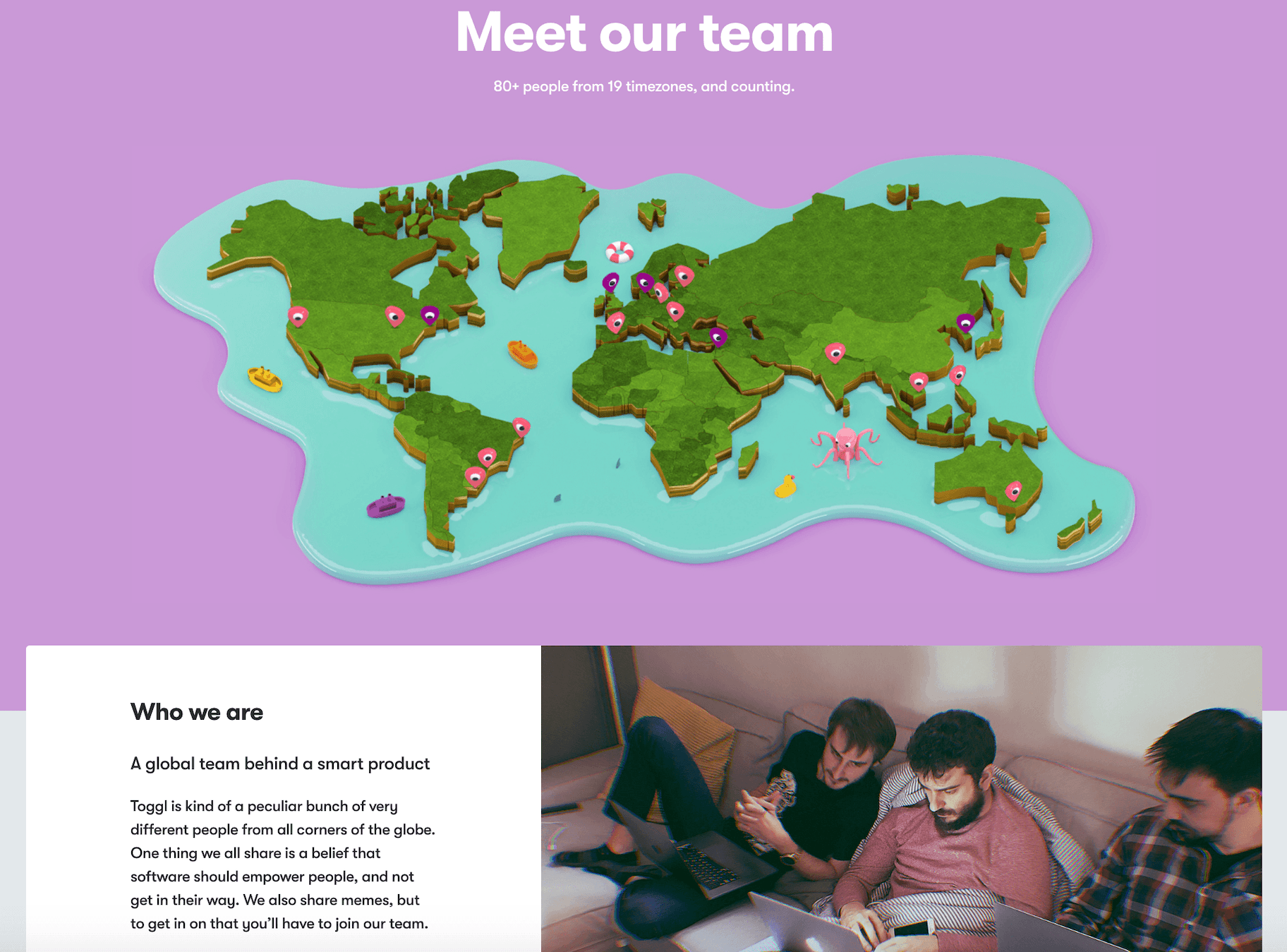 Toggl About Us Page Sample